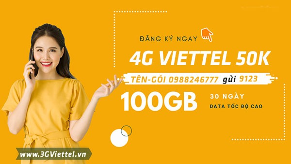 Hướng dẫn cách đăng ký 4G Viettel 50K 1 tháng có ngay 100GB