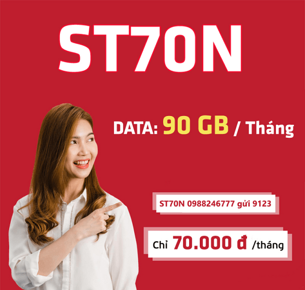 Cách đăng ký gói ST70N Viettel có ngay 90GB data thả ga dùng mạng