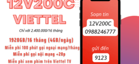 Đăng ký gói 12V200C Viettel data 4G khủng + tặng thêm 4 tháng sử dụng