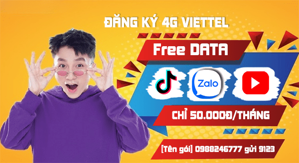 Gói cước 4G Viettel miễn phí data Tiktok Zalo Youtube