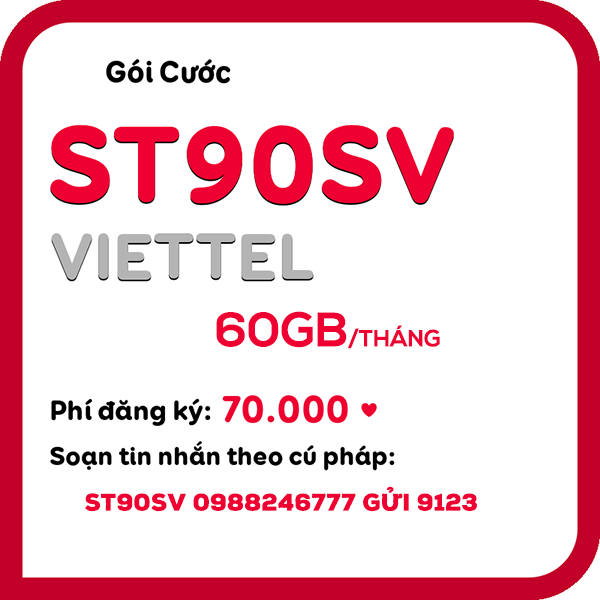 Cách đăng ký gói ST90SV Viettel có ngay 60GB data dùng mạng thả ga 30 ngày