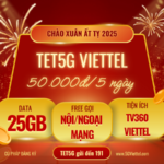 Đăng ký gói cước TET5G Viettel miễn phí gọi, data và SMS miễn phí 5 ngày